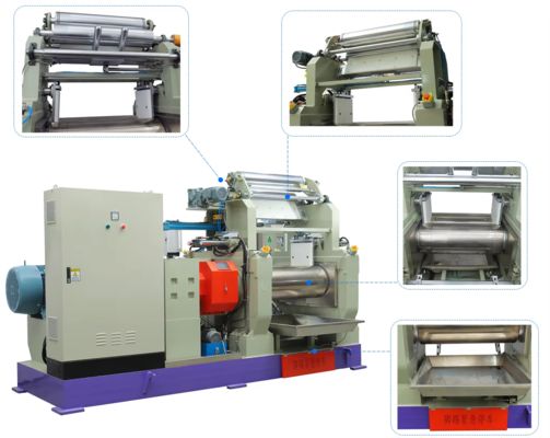 Open Mill Rubber Mixing Machine 16 Inches With Two Horizontal Rollers