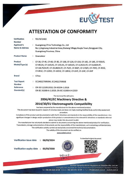 China Guangdong CFine Technology Co.,Ltd certification